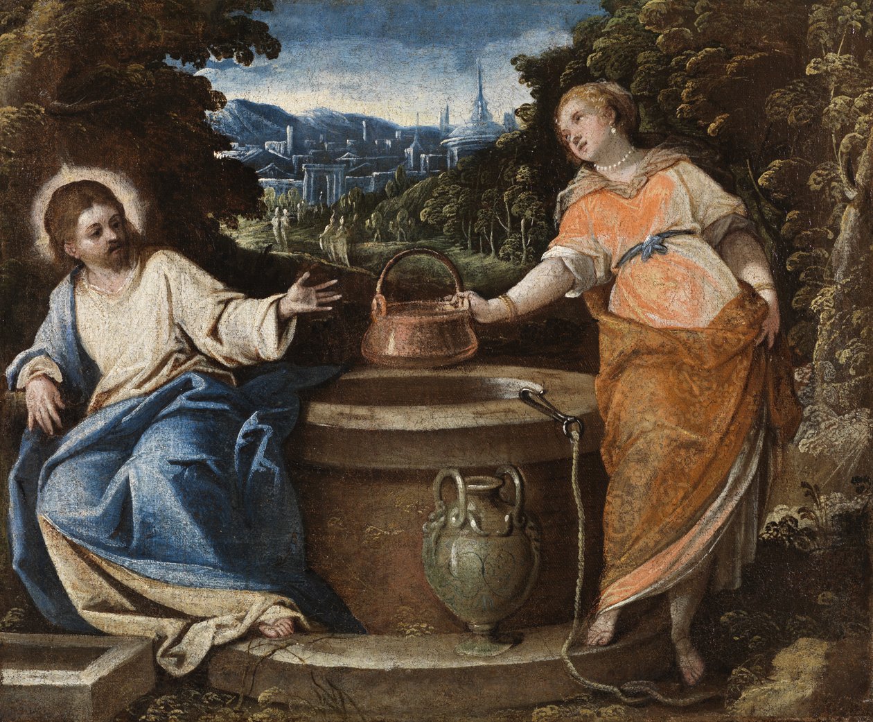 Cristo e a mulher de Samaria, c.1550-75 de Jacopo Robusti Tintoretto