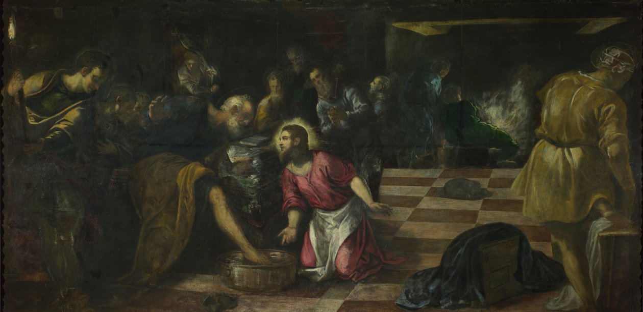 Cristo lavando os pés dos discípulos, ca. 1575 de Jacopo Robusti Tintoretto