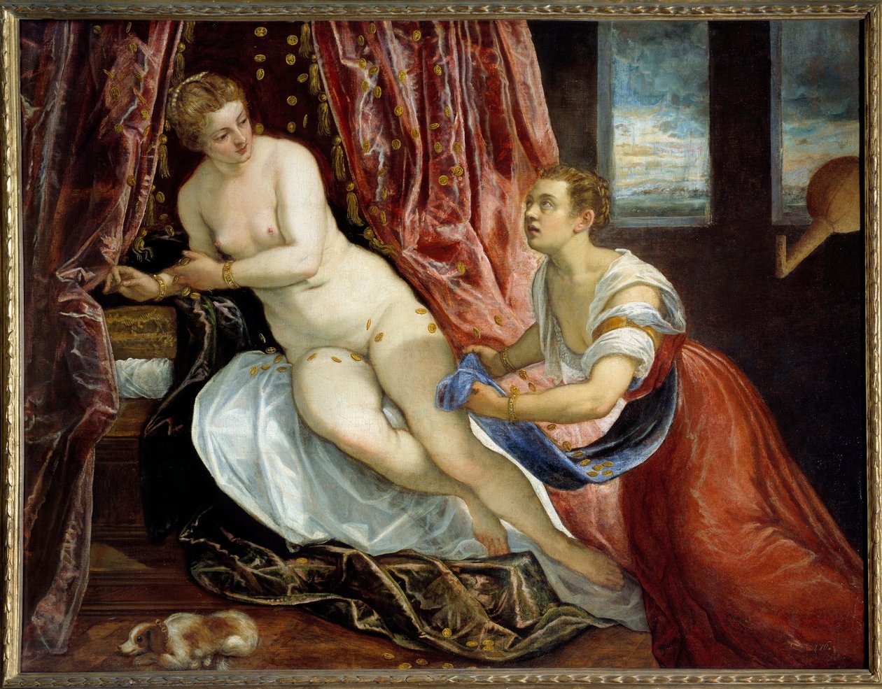 Danae Zeus, transforma-te em peças de ouro para seduzir a Danae. Pintura de Jacopo Robusti dit Le Tintoret (Tintoretto) (1518-1594) Sol. 1,42x1,82 m Lyon, musee des Beaux Arts. de Jacopo Robusti Tintoretto