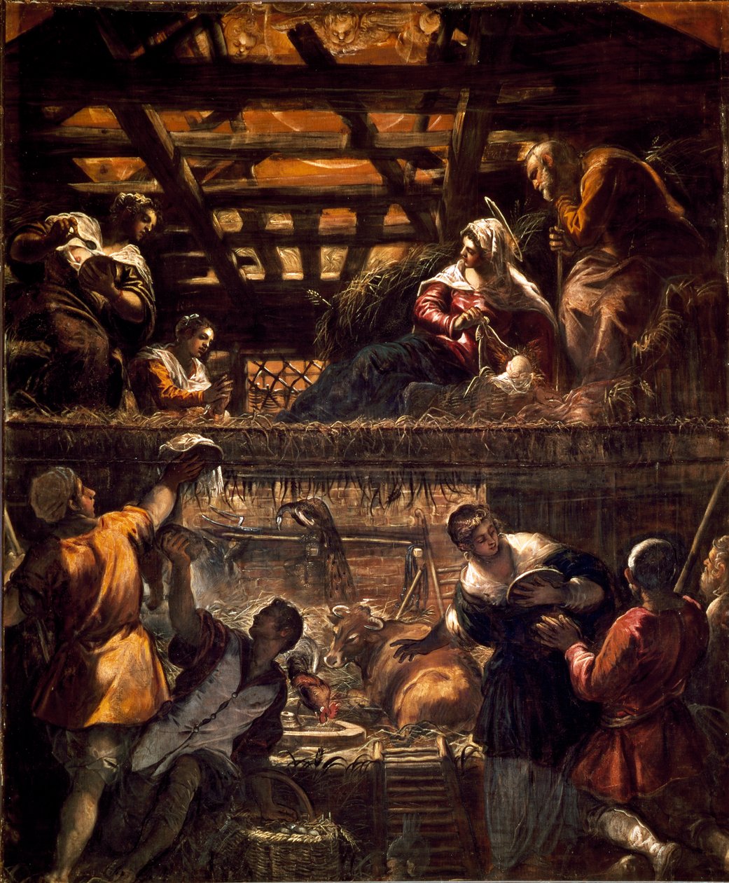 Pinturas para o grande salão da Scuola di San Rocco (paredes): Adoração dos pastores de Jacopo Robusti Tintoretto