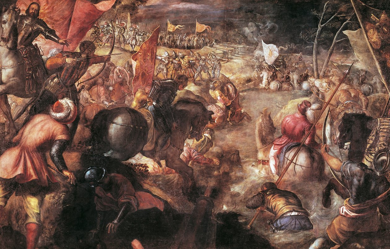 Francesco II Gonzaga Luta na Batalha de Taro contra Carlos VIII da França em 1495 de Jacopo Robusti Tintoretto