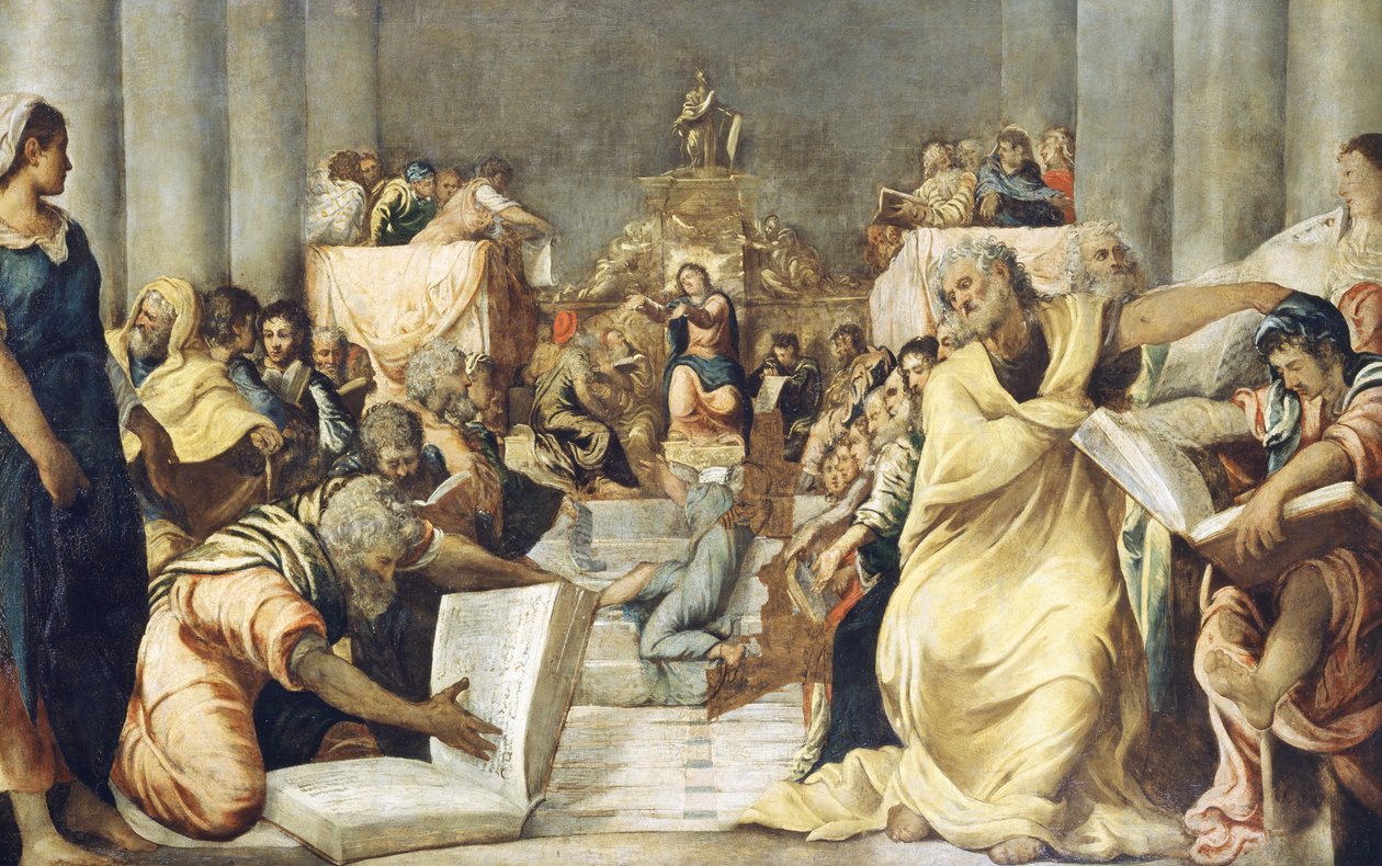 Jesus entre os médicos no Templo de Jerusalém de Jacopo Robusti Tintoretto