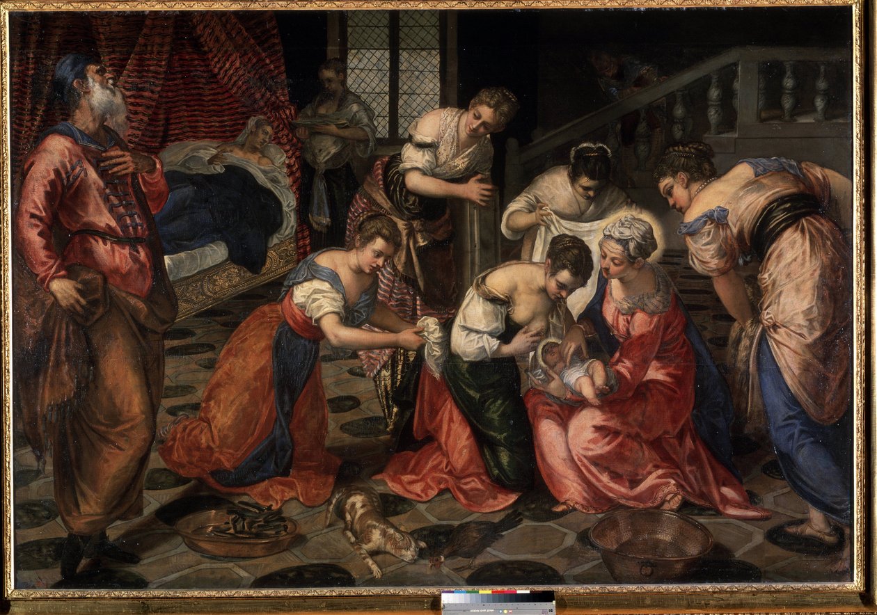 La nativite de Saint Jean Baptiste (A natividade de São João Baptista). Peinture du Tintoret (Jacopo Robusti dit Tintoretto de Jacopo Robusti Tintoretto
