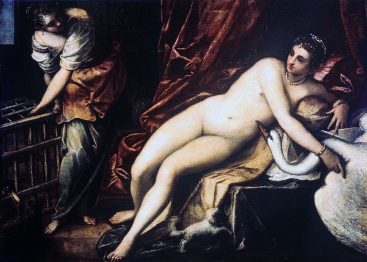 Leda e o cisne, 1550-1560 de Jacopo Robusti Tintoretto