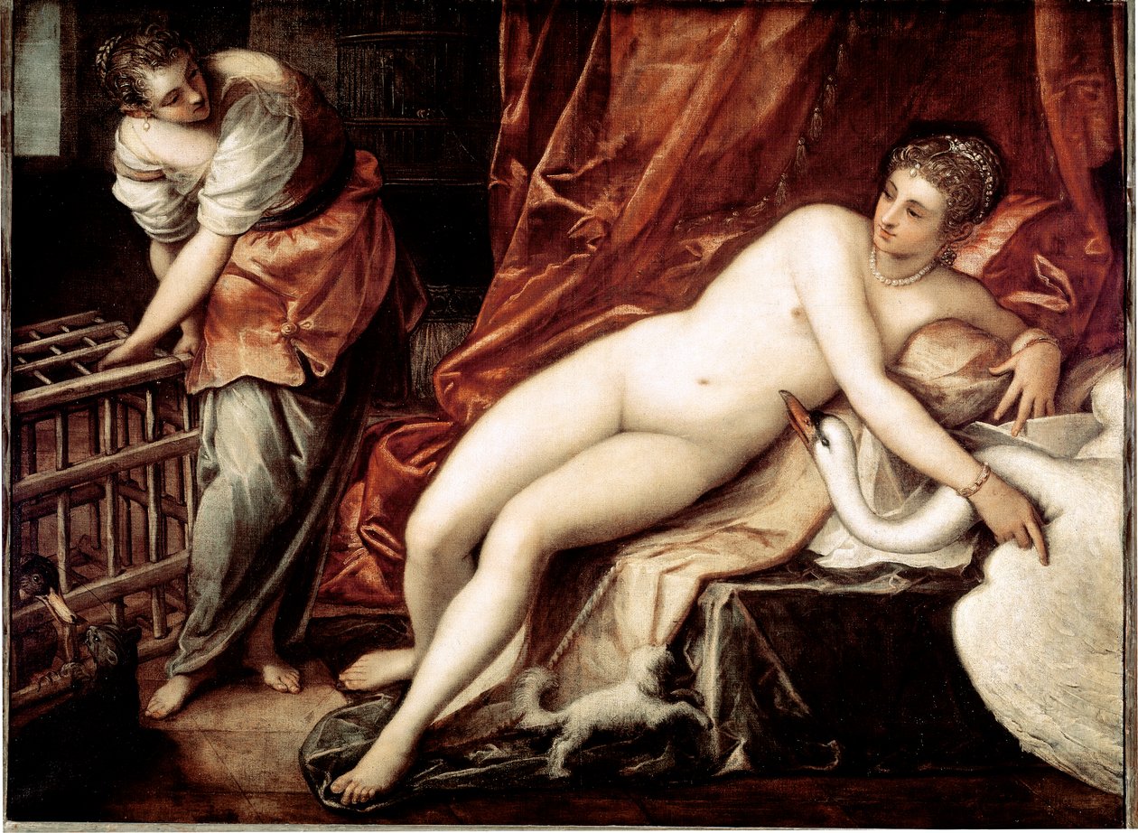Leda e o Cisne, c.1570 (óleo sobre tela) de Jacopo Robusti Tintoretto