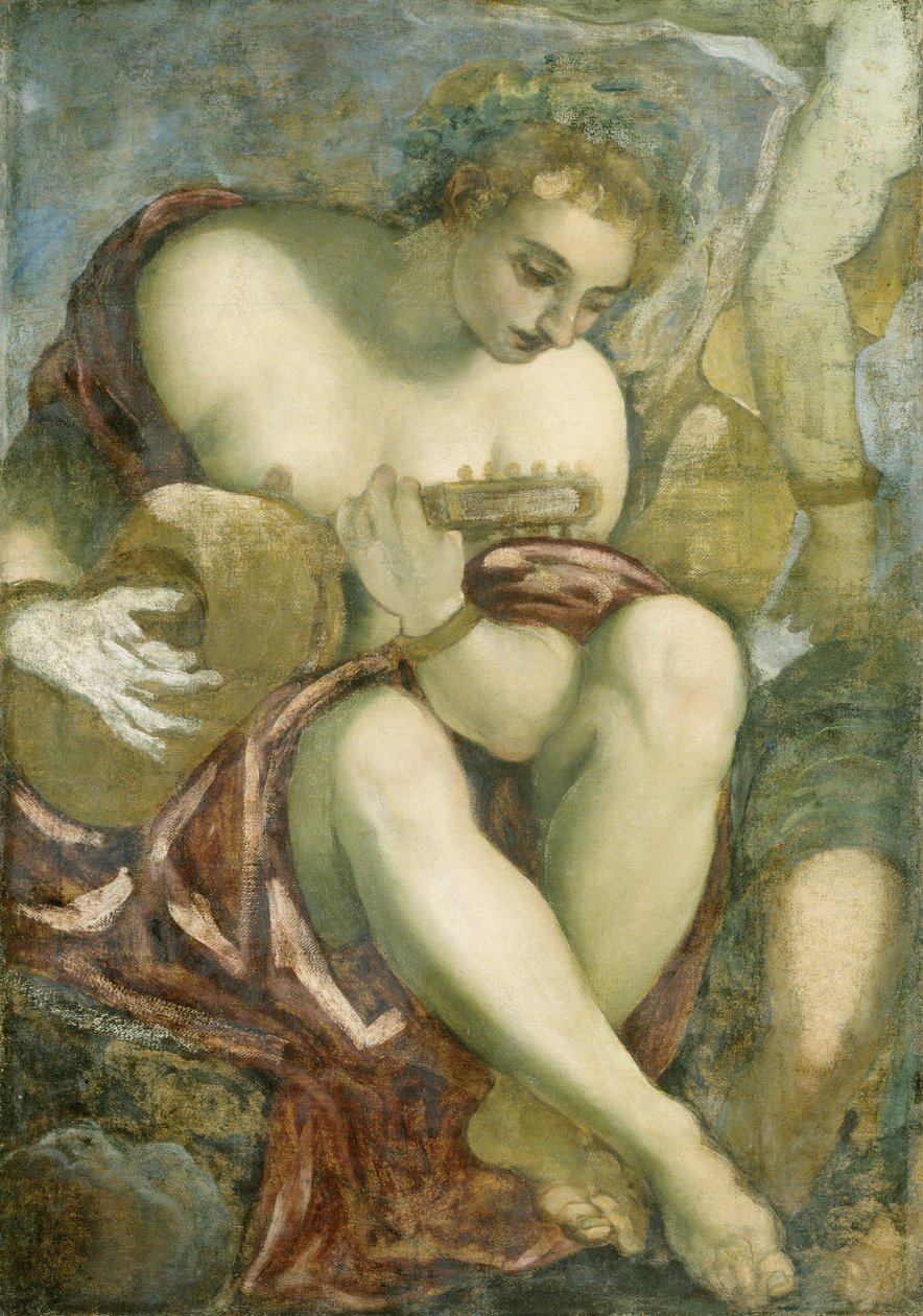 Musa com alaúde, c.1578 (óleo sobre tela) de Jacopo Robusti Tintoretto