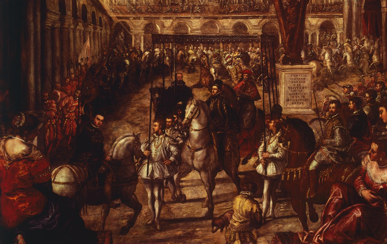 Filipe II recebido por Francesco Gonzaga em Mântua de Jacopo Robusti Tintoretto