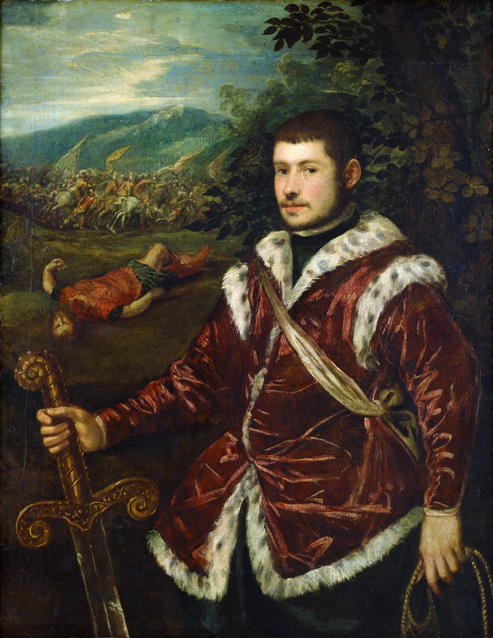 "" Retrato de um jovem disse David tendo matado Golias "" Pintura de Jacopo Tintoretto (Tintoretto) (1518-1594) Por volta de 1555 Museu Nacional de Arte Ocidental, Tóquio Japão de Jacopo Robusti Tintoretto