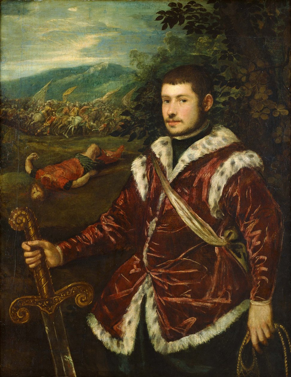 Retrato de um jovem como David, ca 1555 de Jacopo Robusti Tintoretto