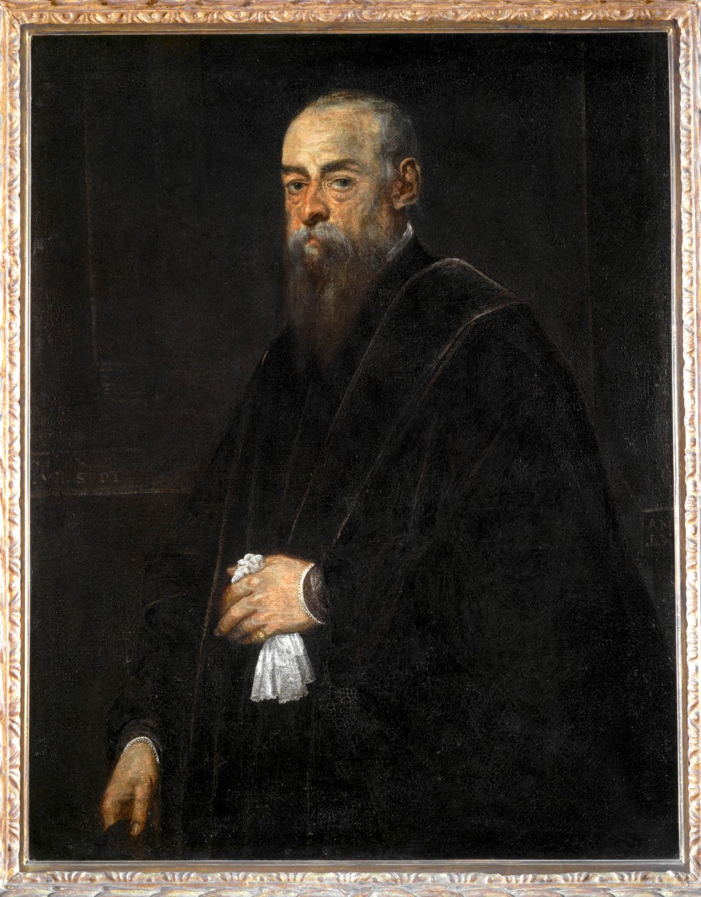 Retrato de um homem idoso segurando um lenço ... de Jacopo Robusti Tintoretto
