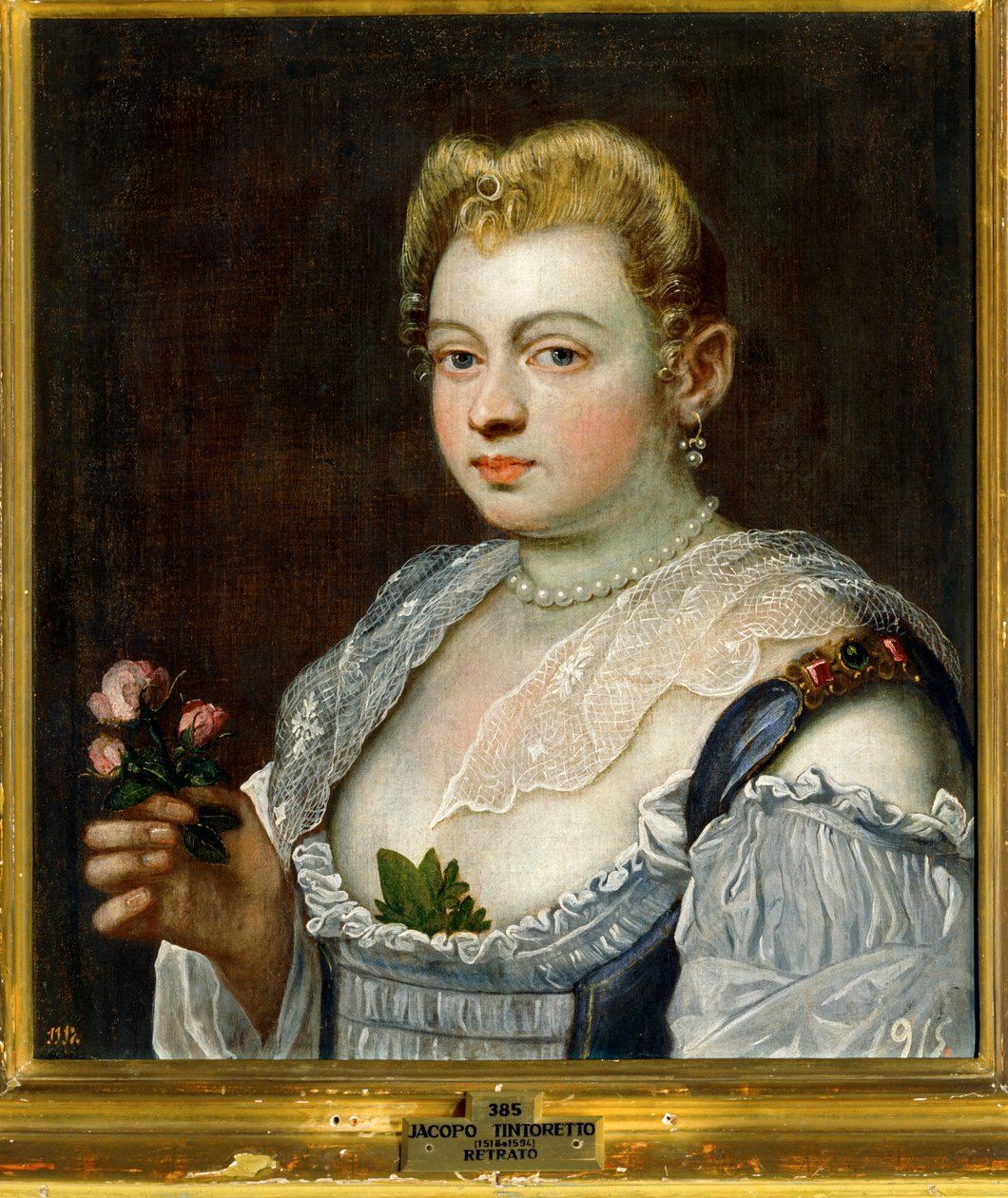 Retrato de uma senhora desconhecida ... (pintura sobre tela) de Jacopo Robusti Tintoretto