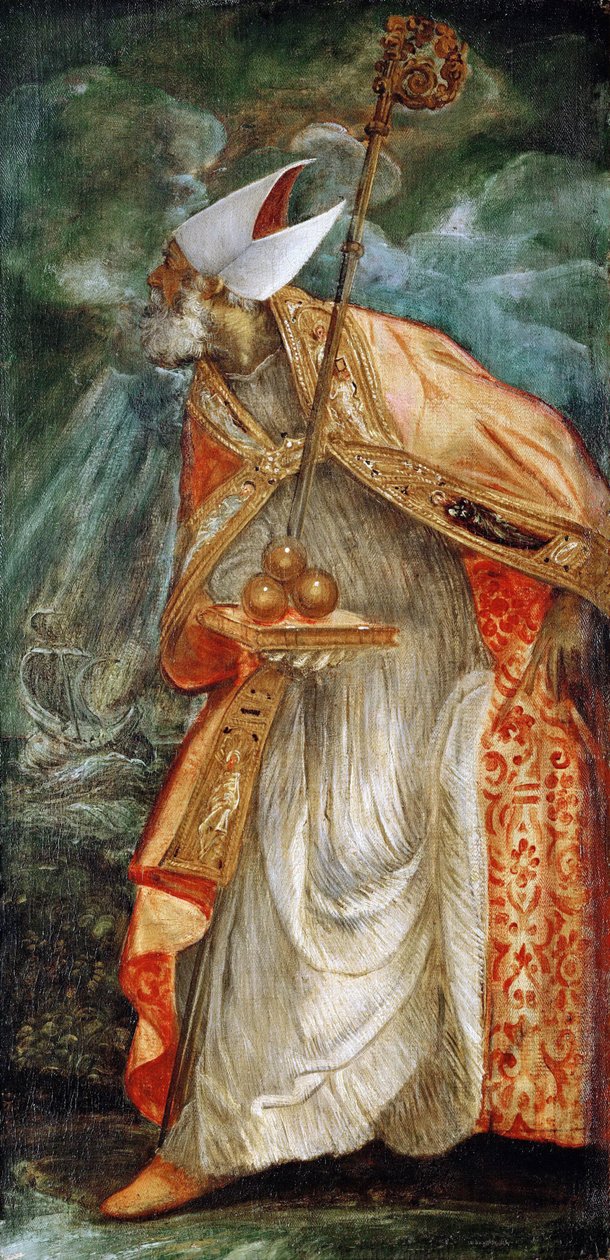 São Nicolau de Bari (Nicolau de Myre) (270-345) - São Nicolau de Bari - Jacopo Tintoretto (1518-1594). Óleo sobre tela, ca. 1555. Dimensão : 114x56 cm. Museu de História de Arte, Vienne de Jacopo Robusti Tintoretto