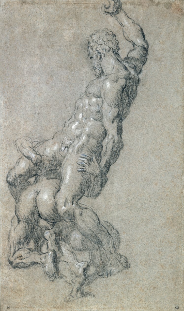 Sansão, matando os filisteus (carvão no papel) de Jacopo Robusti Tintoretto