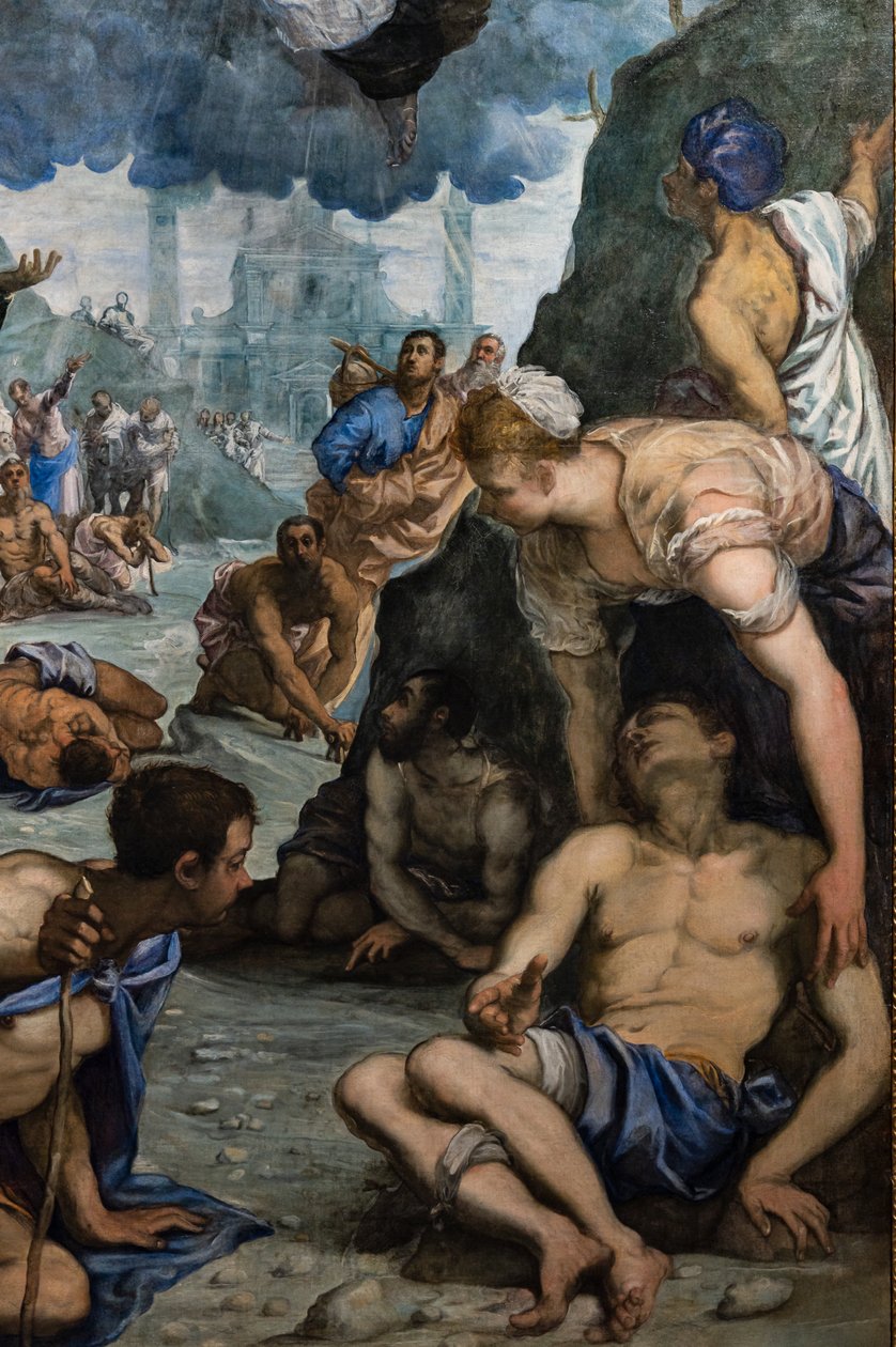Santo Agostinho cura o coxo, detalhe de Jacopo Robusti Tintoretto