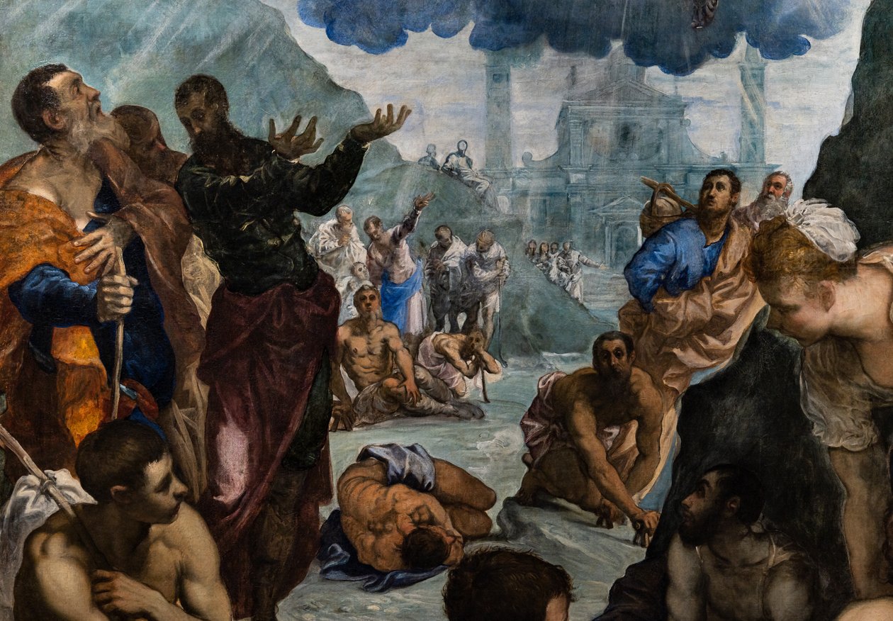 Santo Agostinho cura o coxo, detalhe de Jacopo Robusti Tintoretto