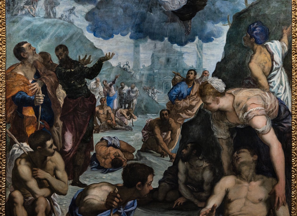 Santo Agostinho cura o coxo, detalhe de Jacopo Robusti Tintoretto