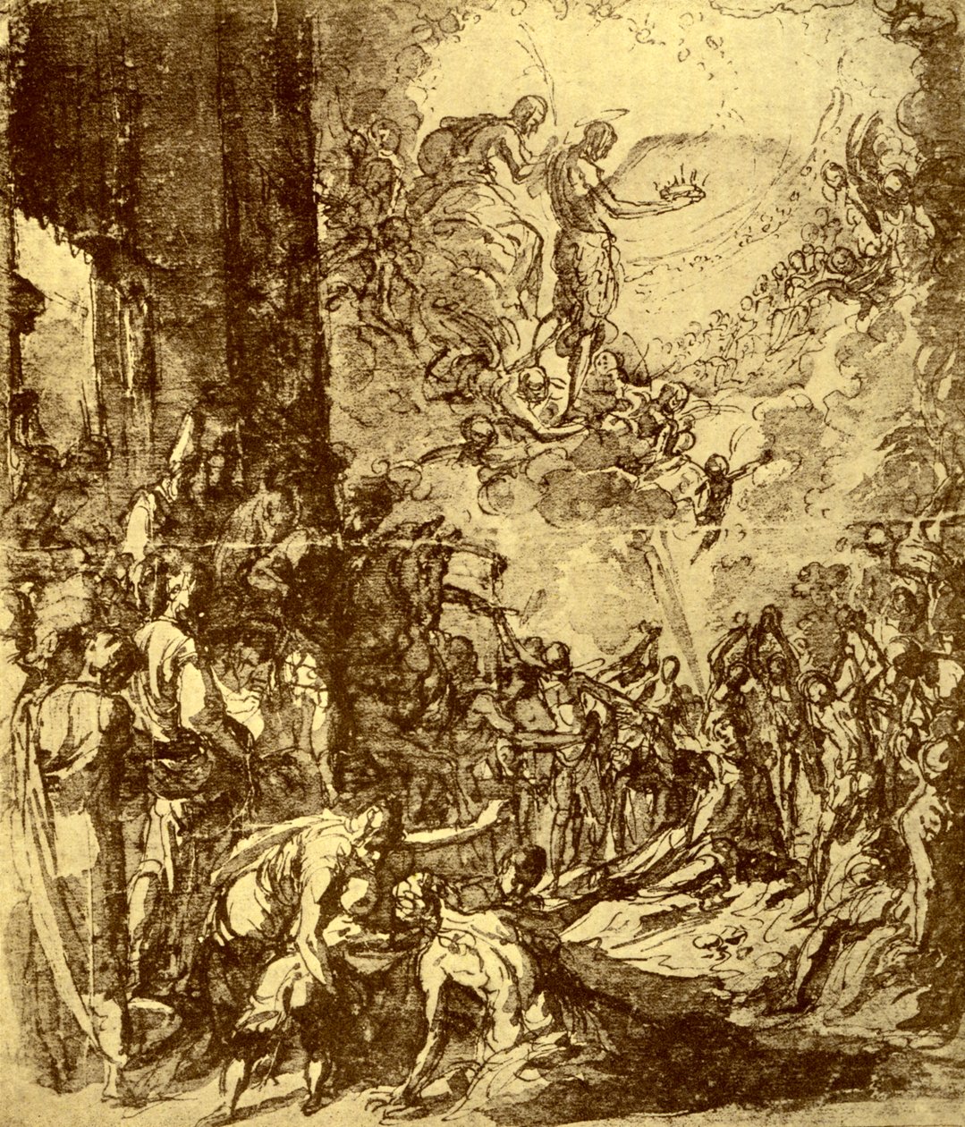 Estudo para o Martírio de Santo Estêvão, por Tintoretto, 1913. de Jacopo Robusti Tintoretto