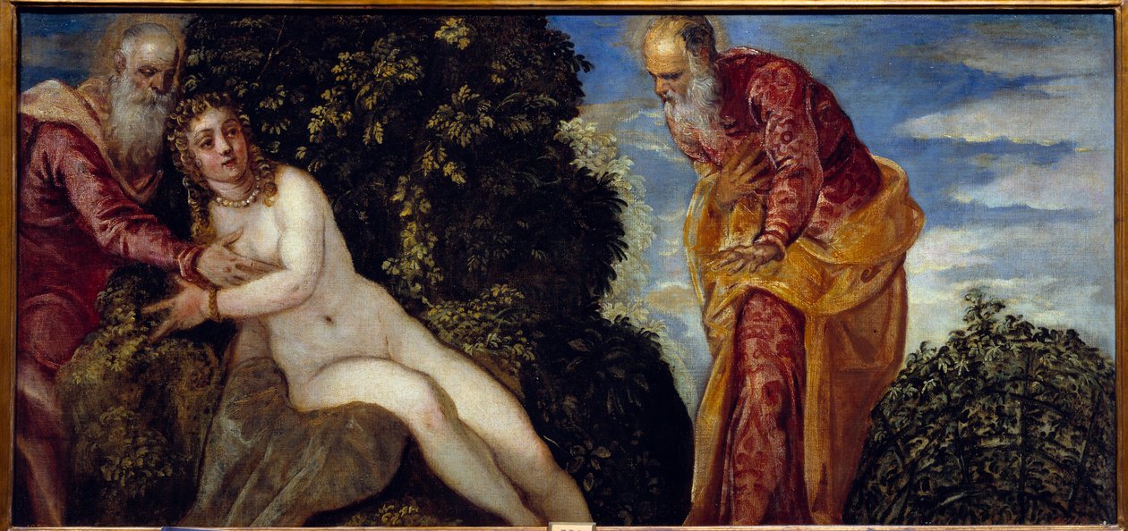Suzanne e os Anciãos Pintura de Jacopo Robusti dit le Tintoret ou Il Tintoretto (1518-1594) 16th Century Sun. 0,58x1,16 m Madrid, Musee du Prado de Jacopo Robusti Tintoretto