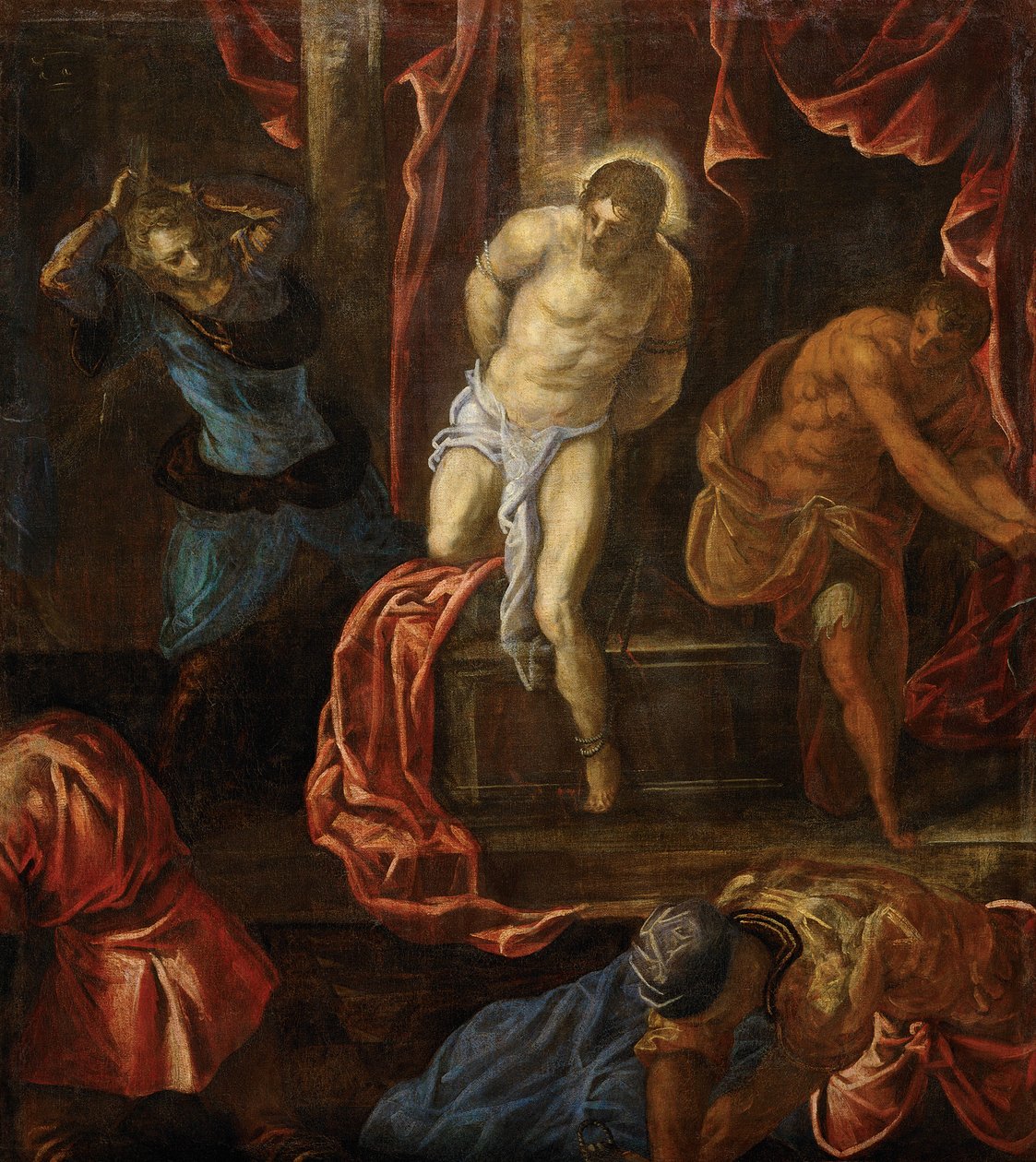 A Flagelação de Cristo, ca 1585-1590. de Jacopo Robusti Tintoretto