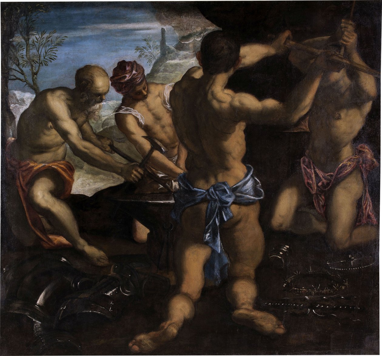 A Forja de Vulcano, 1576-1577. de Jacopo Robusti Tintoretto