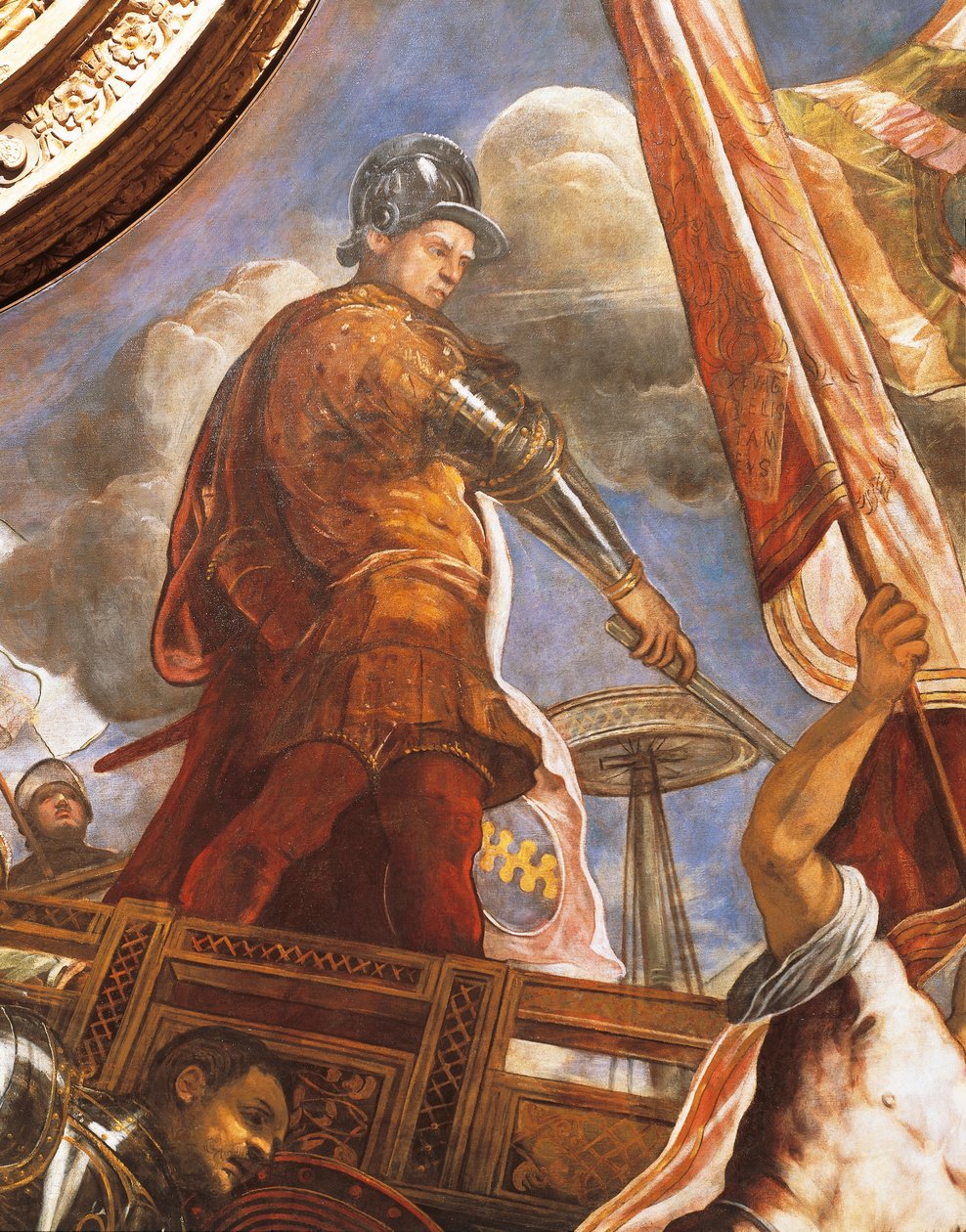 Os venezianos lutam contra Aragoneses em Gallipoli, de Jacopo Robusti, conhecido como Tintoretto (1518-1594), Detail, Sala del Maggior Consiglio (Salão do Grande Conselho), Palazzo Ducale, Veneza de Jacopo Robusti Tintoretto