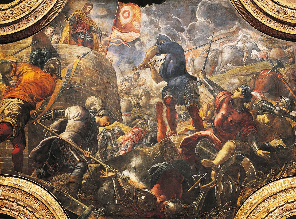 Os venezianos ajudam os brescianos a quebrar o cerco de Filippo Maria Visconti de Jacopo Robusti Tintoretto