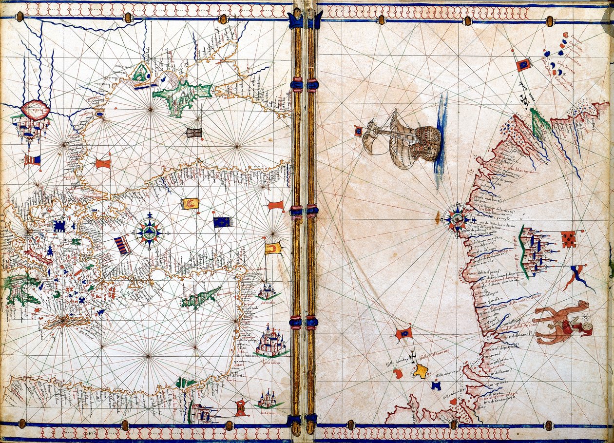 Damasco e Jerusalém, detalhe dos mapas geográficos de Jacopo Russo