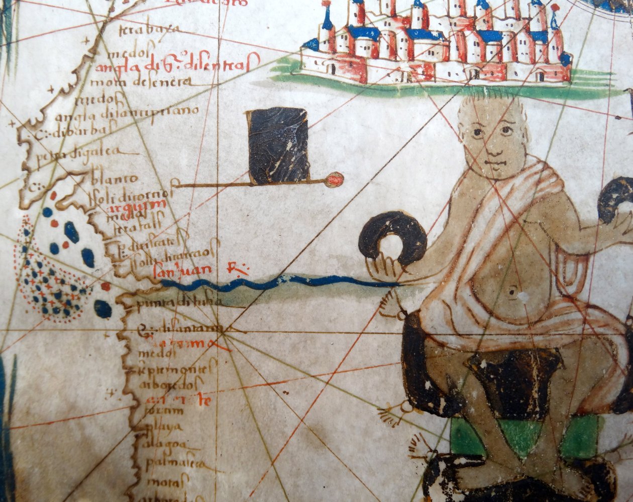 Detalhe, mostrando, um, africano, régua, de, um, renascimento, mapa, de, europa, jacopo, russo, (after), 1528 de Jacopo Russo
