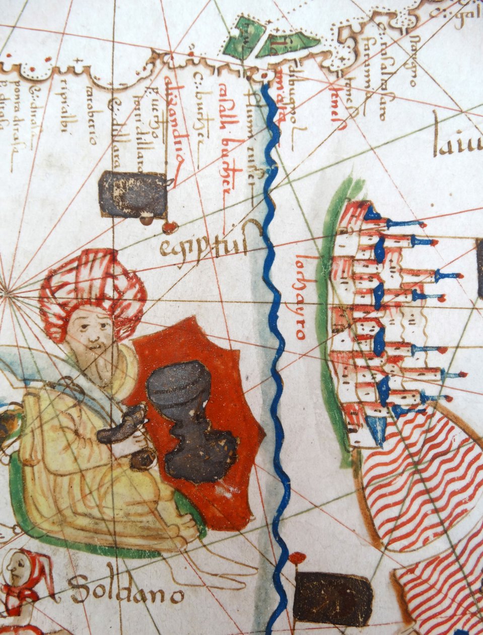 Egito e o Mar Vermelho detalhe de um mapa renascentista da Europa, Jacopo Russo (após) 1528 de Jacopo Russo