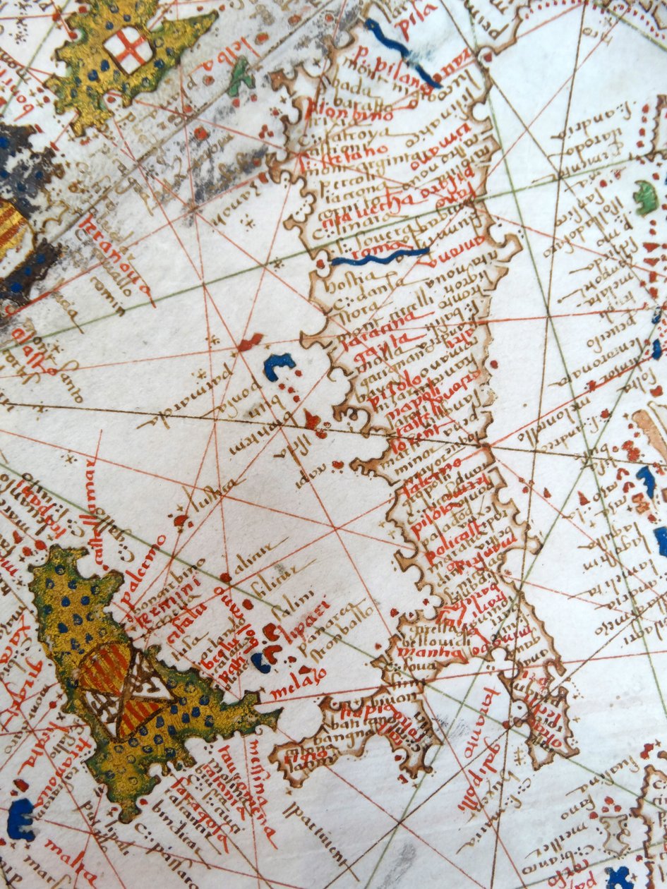 Itália e Sicília de um mapa renascentista da Europa, Jacopo Russo (depois), 1528 de Jacopo Russo