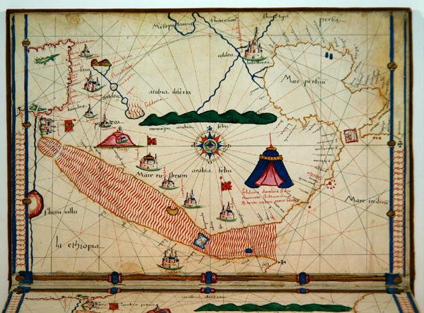 Ms Ital 550.0.3.15 fol.5v Mapa do Mar Vermelho, da Carte Geografiche de Jacopo Russo