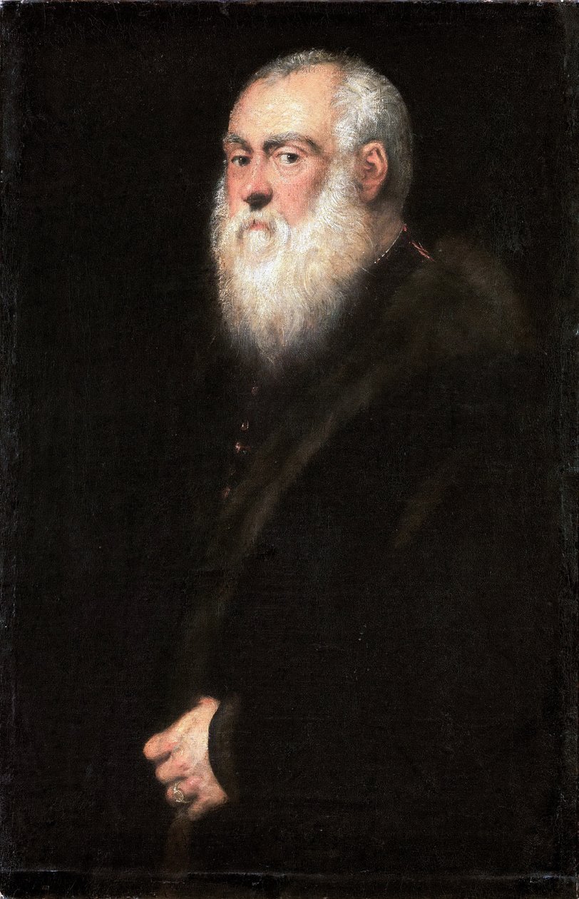 Alemão: Bildnis eines weißbärtigen Mannes Retrato do rei Sigismundo II Augusto (1520-1572) de Jacopo Tintoretto