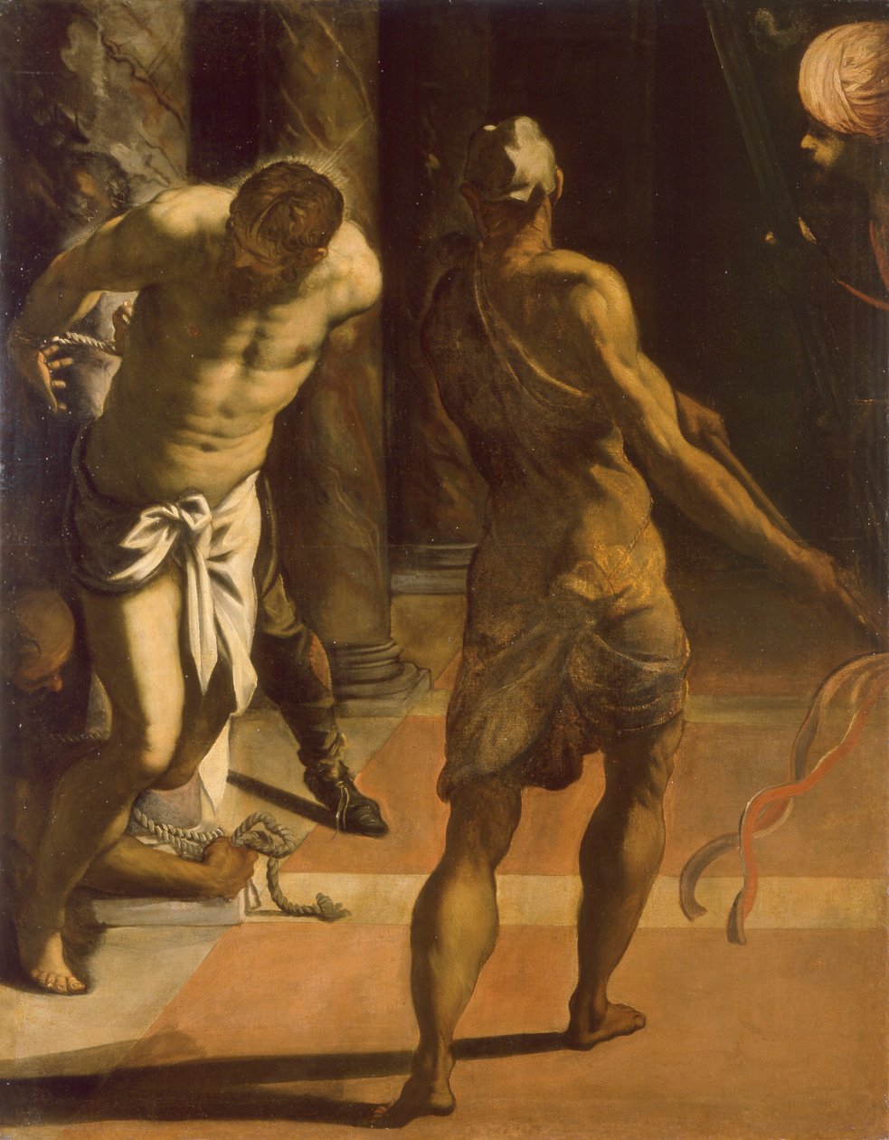 A Flagelação de Cristo, década de 1570. de Jacopo Tintoretto
