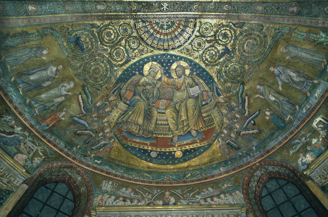 Coroação da Virgem, abside da Basílica di S. Maria Maggiore, Roma, 1287-92 (mosaico) de Jacopo Torriti