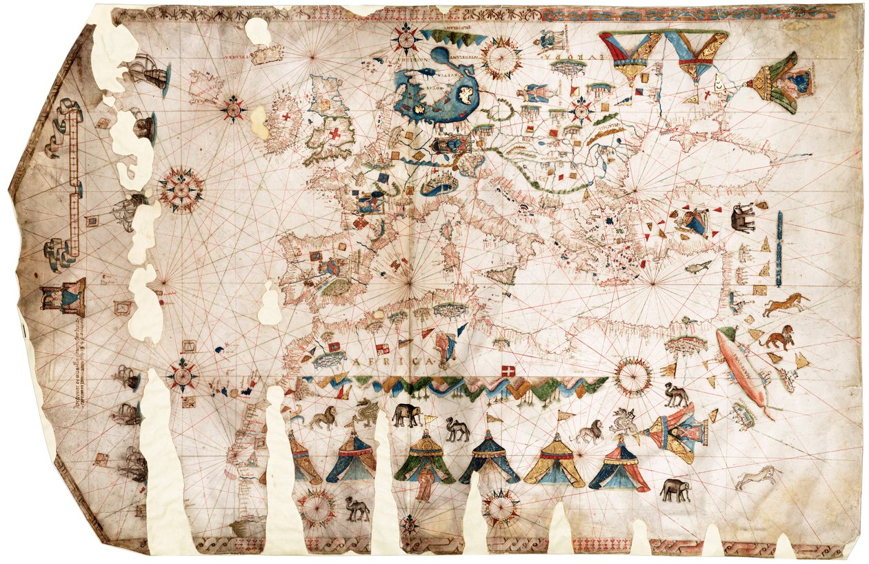 Mediterrâneo, Mar Negro e Atlântico Nordeste de Jacopo Vesconte Maggiolo