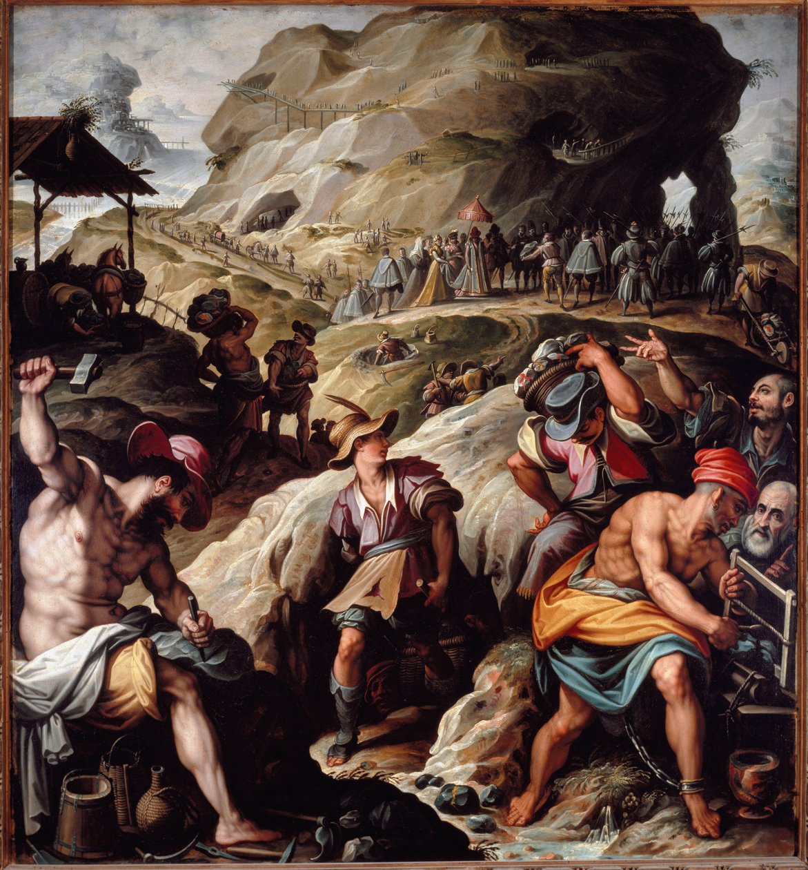 Extracção de um minério de uma mina (Pintura de Jacopo Zucchi