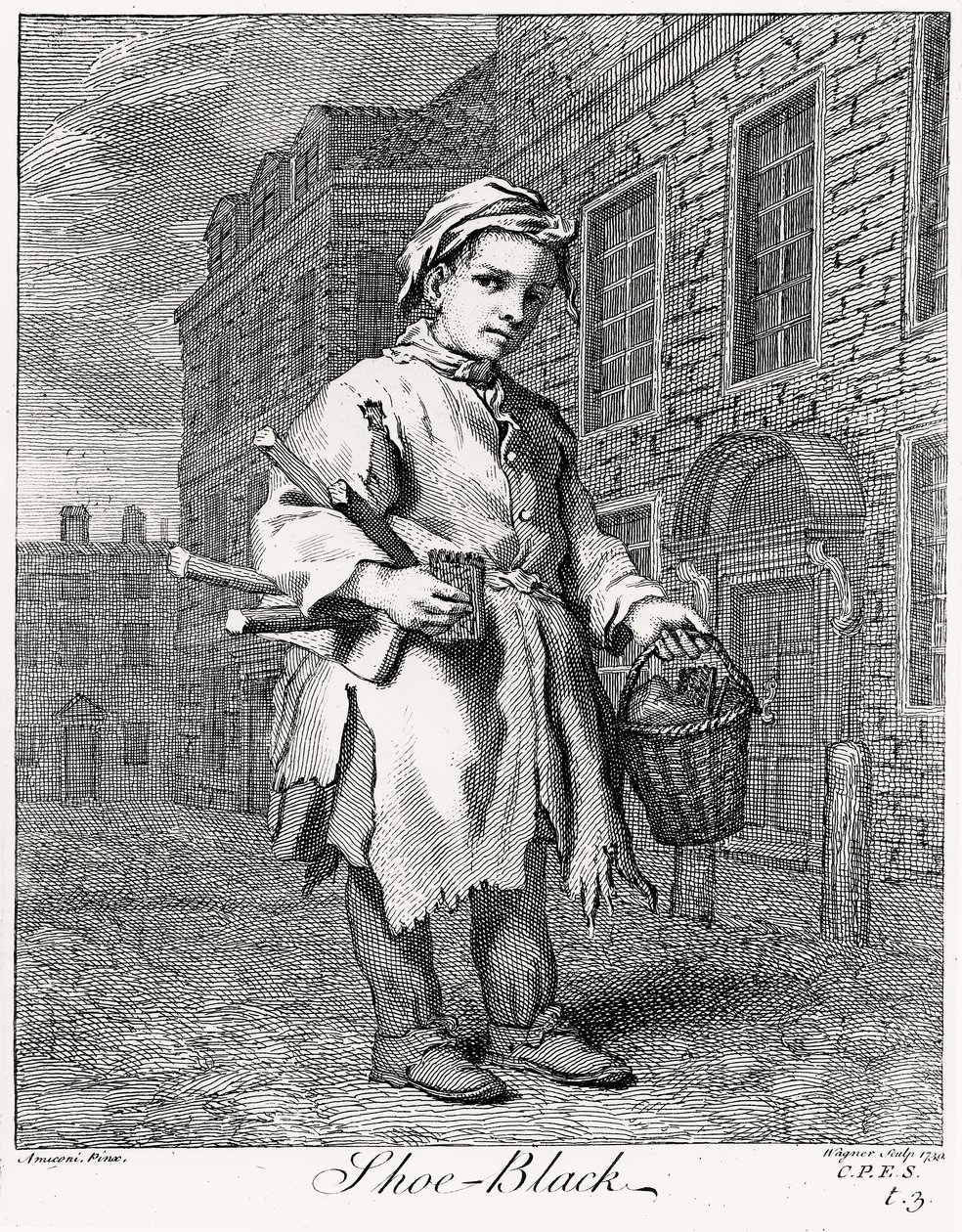 O sapato preto, gravado por Wagner, 1739 de Jacopo after Amiconi