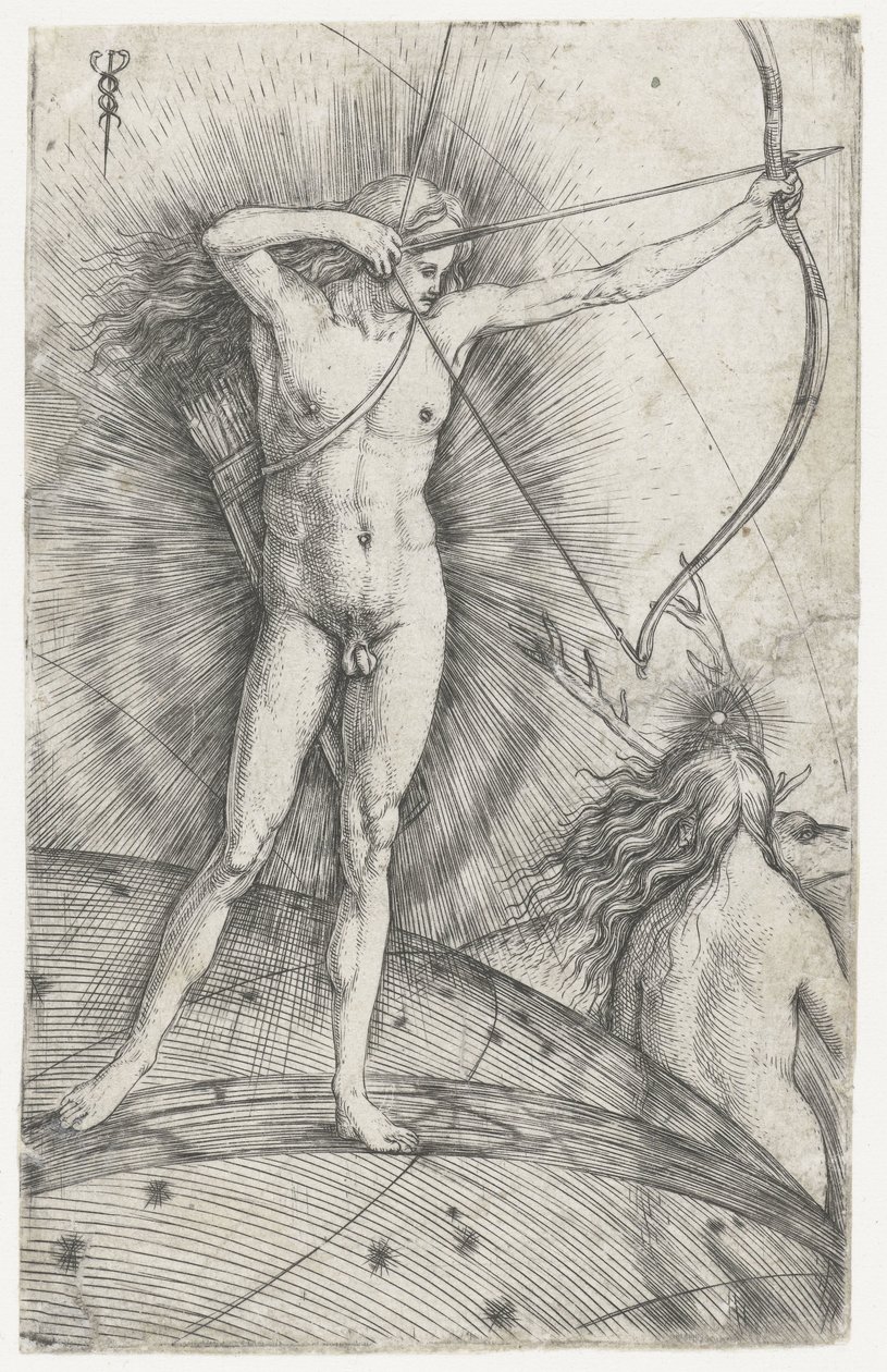Apolo com arco e flecha no globo celestial e Diana com veados de Jacopo de