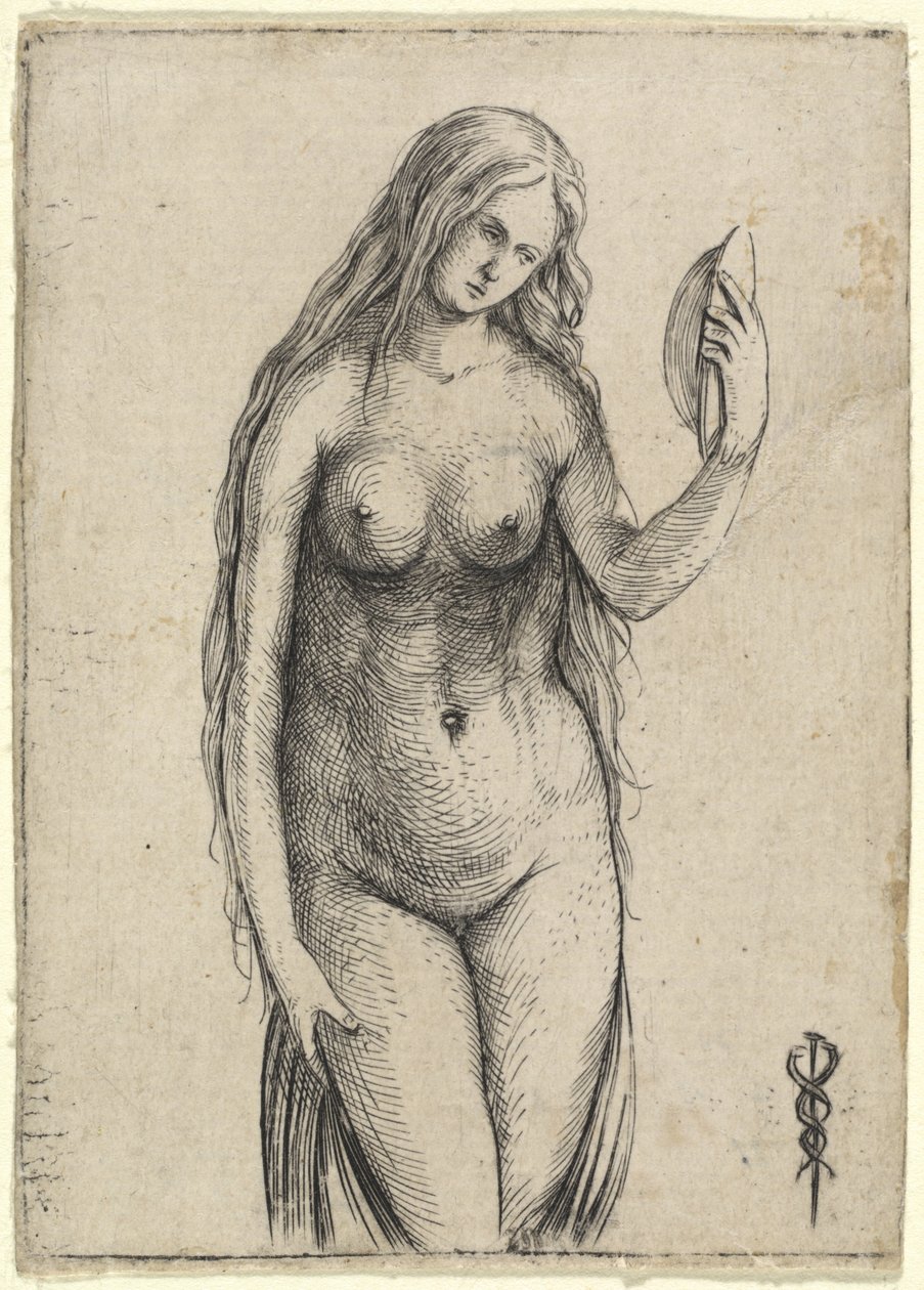 Mulher Nua Segurando um Espelho (Alegoria de Vanitas) de Jacopo de