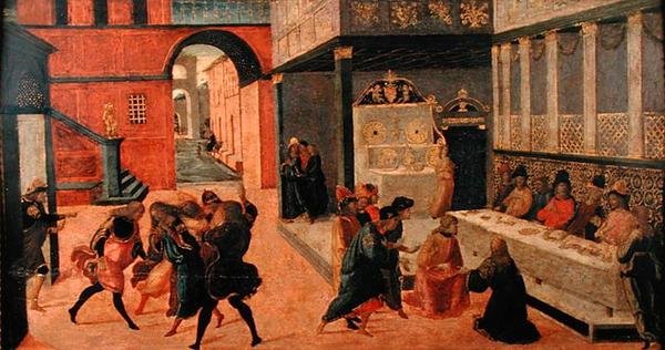 Morte da rainha Vasti, depois de 1490 (tempera no painel) de Jacopo del Sellaio