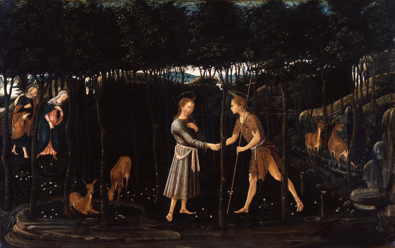 O encontro do Menino Jesus com o pequeno São João de Jacopo del Sellaio