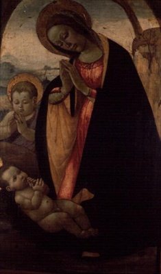 Madonna e Criança com o menino João Batista (painel) de Jacopo del Sellaio