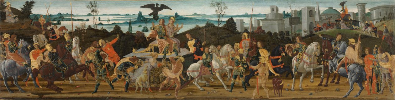 Tarquínio Prisco entrando em Roma de Jacopo del Sellaio