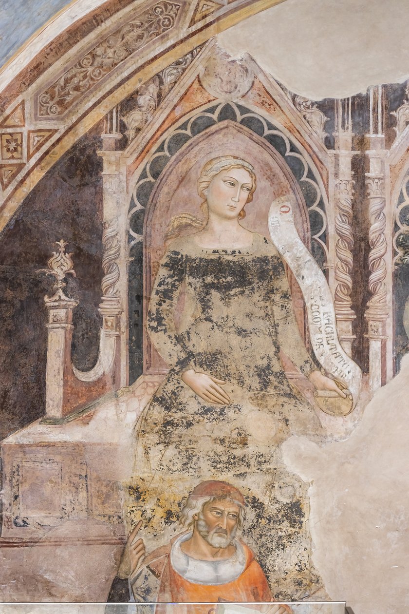 Alegoria da Retórica, abaixo do seu representante ideal, provavelmente Isocrates ou Demóstenes (fresco) de Jacopo di Cione