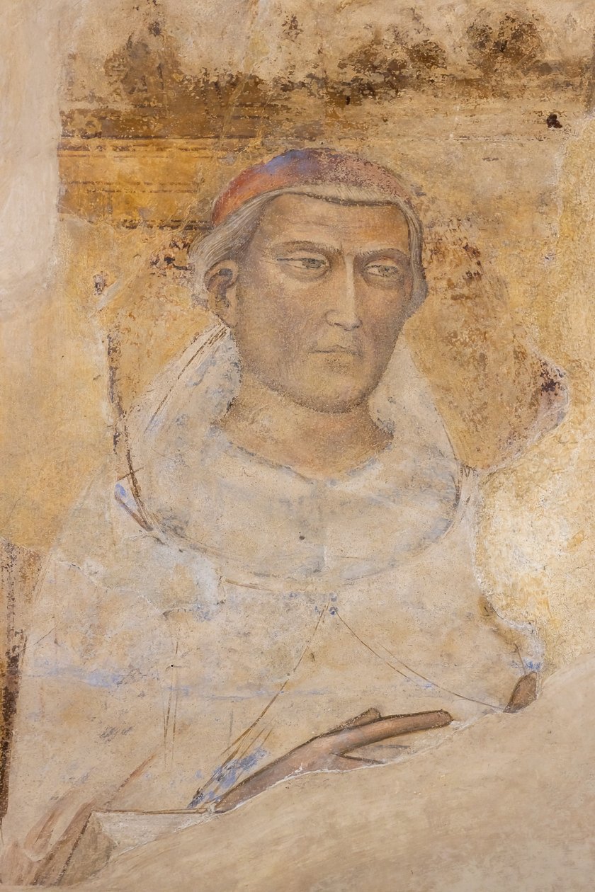 "Retrato de Santo (St. Yves Hélory?) (fresco) de Jacopo di Cione
