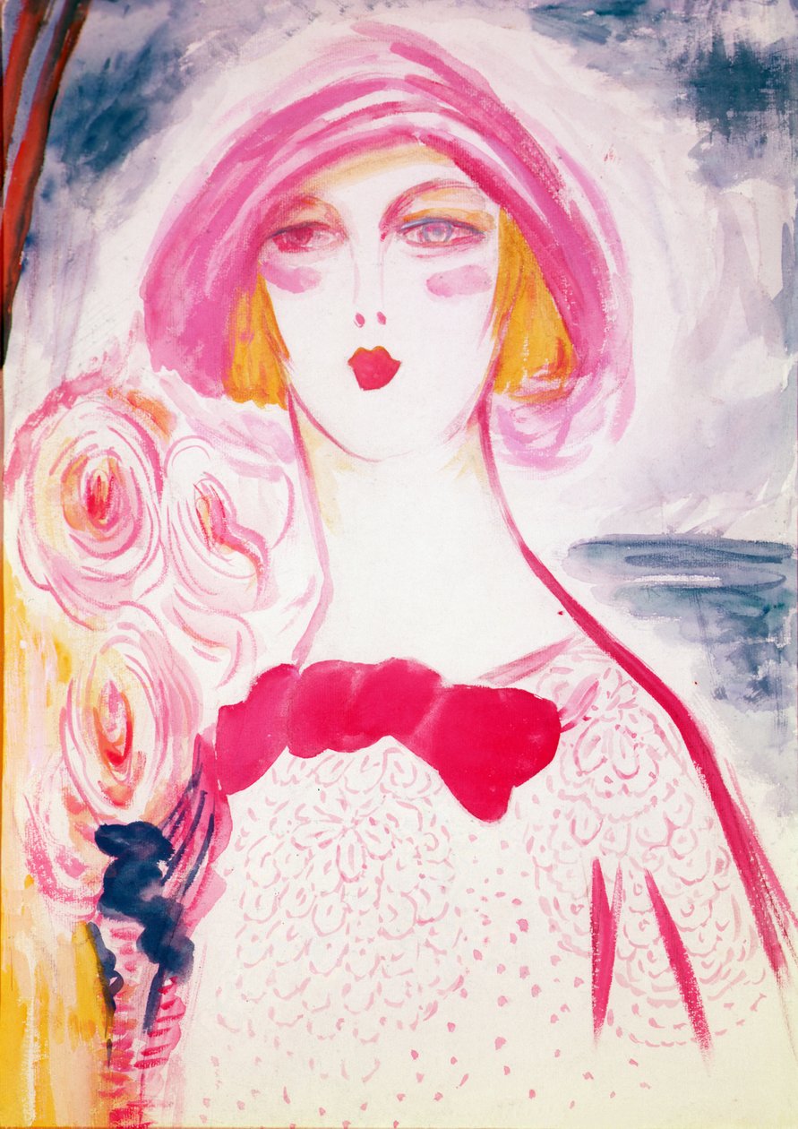 Retrato de uma Mulher (gouache) de Jacqueline Marval