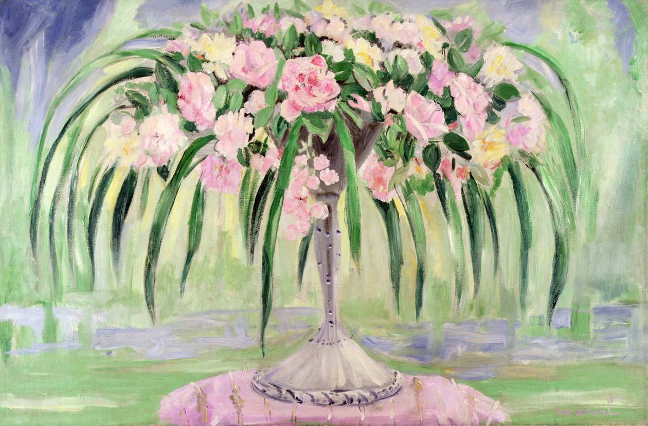 Rosas num vaso Art Nouveau Vase (óleo sobre tela) de Jacqueline Marval