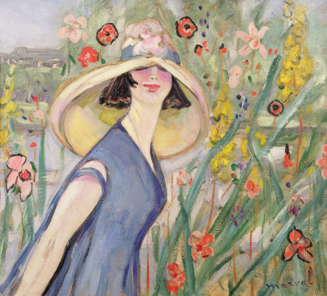 Mulher com chapéu redondo (óleo sobre tela) de Jacqueline Marval