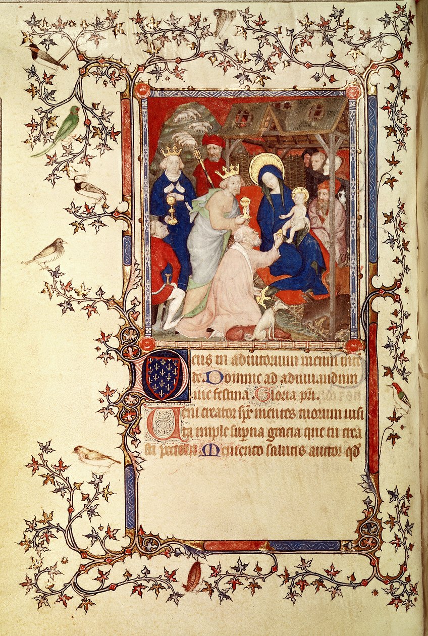 Lat 18014 f.42v A Adoração dos Magos, de The Little Hours of Duc de Berry, c.1385-90 de Jacquemart de Hesdin
