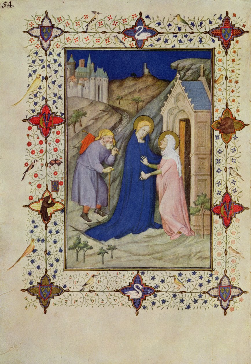 MS 11060-11061 Horas de Nossa Senhora: Laudes, a Visitação, do &39;Tres Riches Duque de Berry Horas&39; de Jacquemart de Hesdin